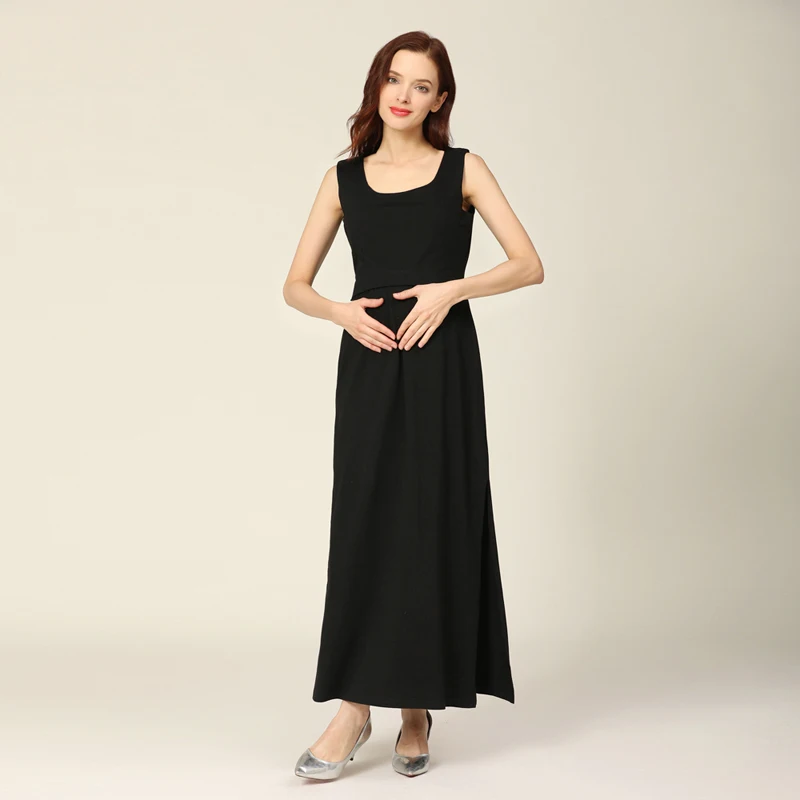 New Summer Maternity Long Dress Women Pregnancy Dress Sleeveless Stripe Breastfeeding Lactancia Dress for Pregnant Women