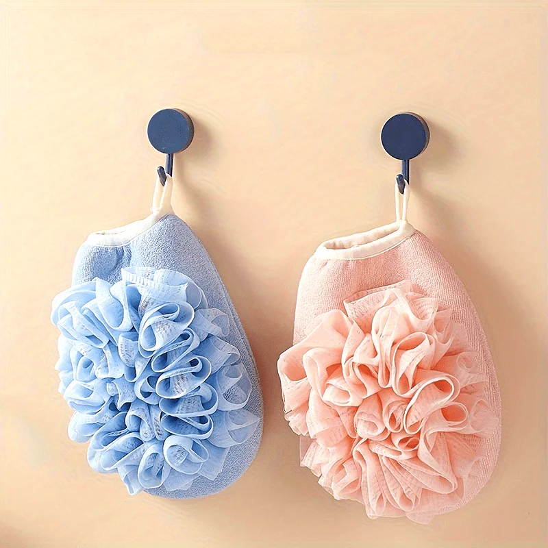 

3 шт. 2-в-1 светло-бежевые, удобные перчатки для душа с цветочным шариком для ванны, двухстороннее спа-чистящее полотенце, мертвый свет, бежевый для удаления