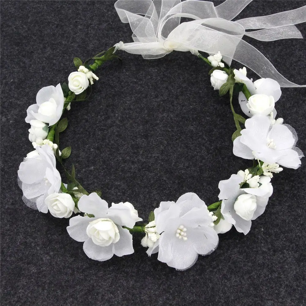 Girls Beach Wreath Decoration Bride Hair Wreaths Wedding Garland Flower Hairband Crown Forehead Hair Band