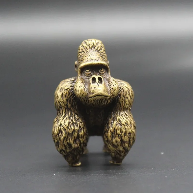 Brass Tabletop Decorations Made of Old and Micro Carved Diamond Gorilla Monkey Tea Pet Decorations Office Tabletop Decorations