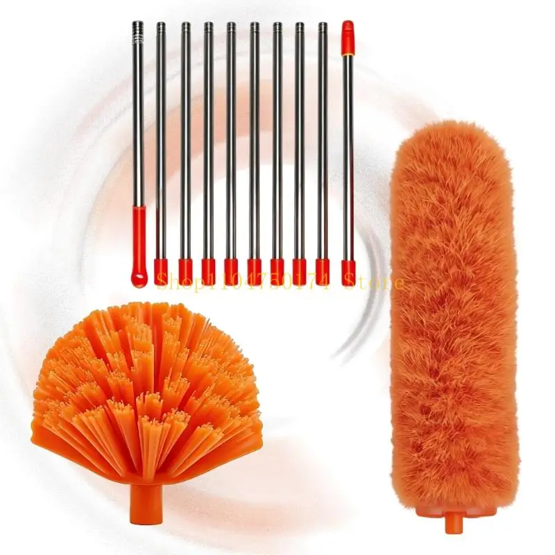 Microfiber Cleaning Brush Stainless Steel Adjustable Handle for Fan Wall and Baseboards Machine Washable top sale