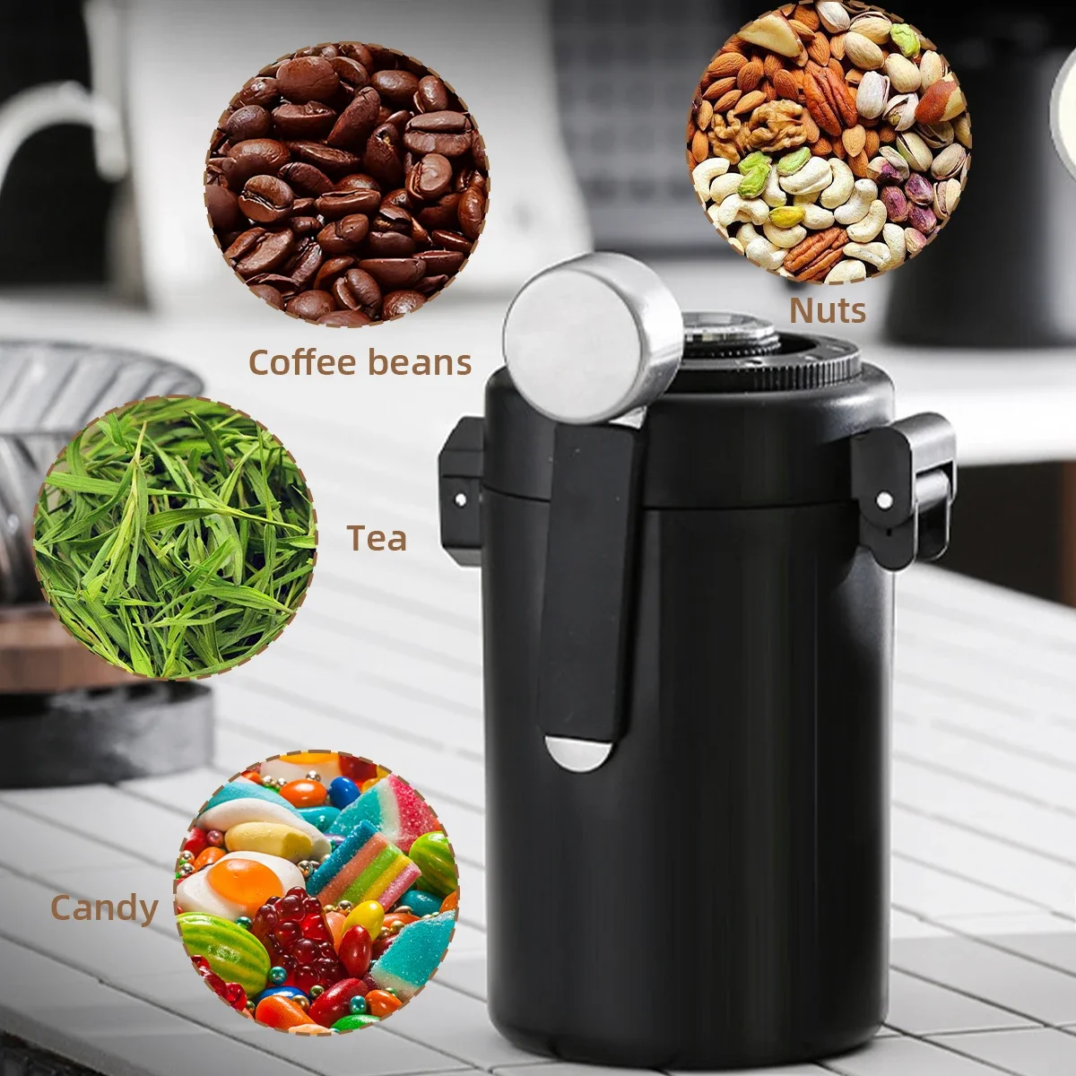 Camping Airtight Coffee Canister with Humidity Monitor and CO2 Exhaust Valve, Travel Vacuum Coffee Storage Container view 5