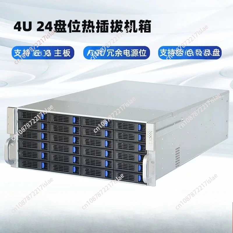 4U Server Chassis, 24 Bays Hot Swap Case for Industrial Control, AI Storage and Cloud Computing