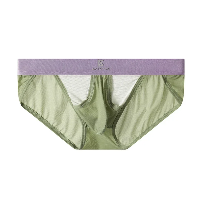 Sexy Briefs for men ice silk underwear detachable side opening lightweight breathable boxer bikini