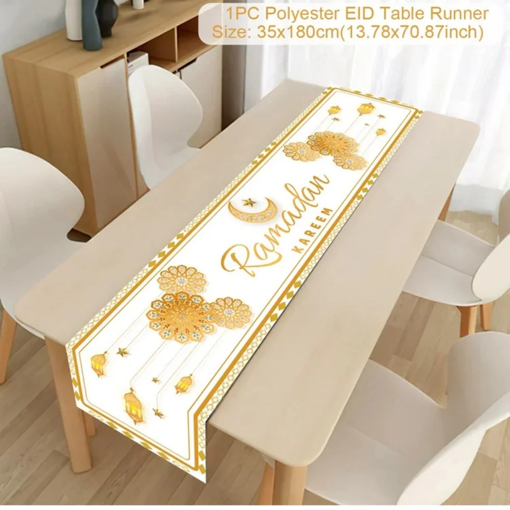 EID Mubarak Table Runner Ramadan Decoration For Home Tablecloth Ramadan Kareem Eid Al Adha Gifts Islamic Muslim Party Decoration