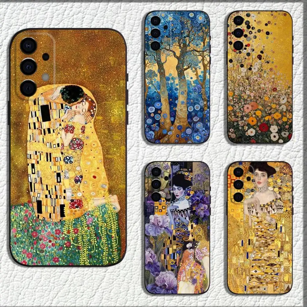 

Gustav A-Art Klimt Phone Case For Samsung Galaxy A73,72,71,A52,51,40,41,A22,A32,31,A13,12,Note20 Soft Black Shell