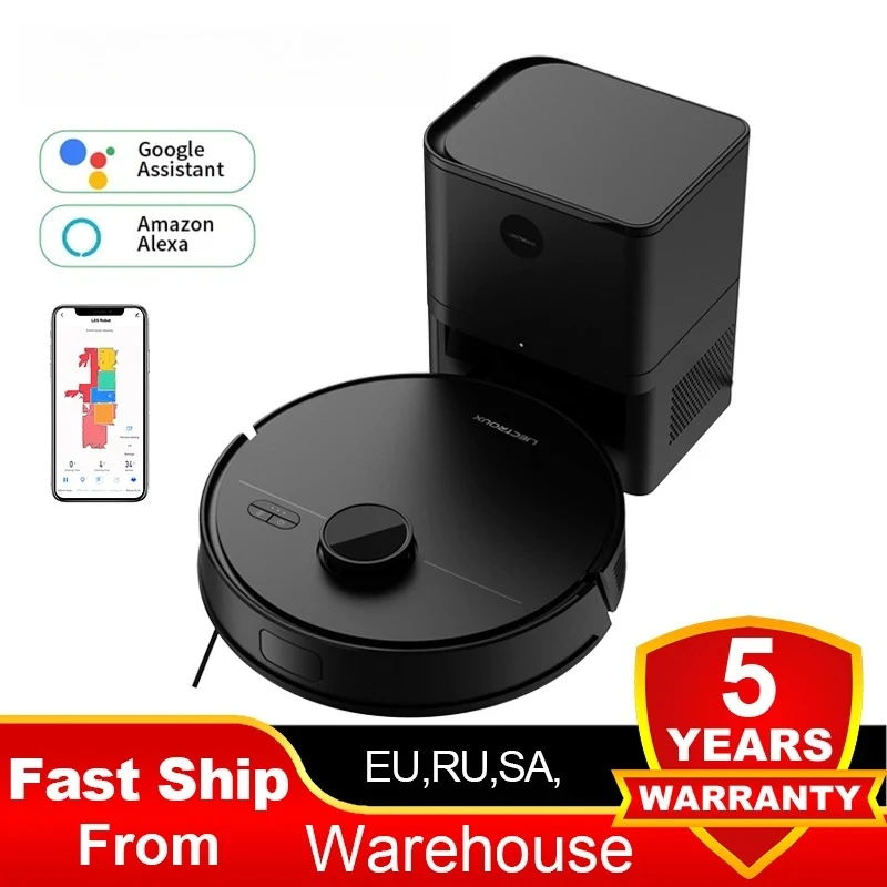 LDS Robot Vacuum Cleaner & Mop Liectroux M70 Pro,Wet Dry Cleaning,Self Empty,Multi-floor Map,6500Pa,Carpet Boost,Max.175Mins Run