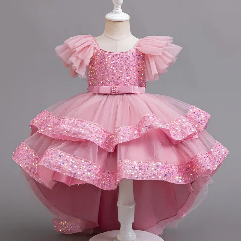 

Fashion Kids Girls Sequin Dress Lace Mesh Sleevelss Princess Dress for Girls Summer Children Girls Party Dress 1-10 Years