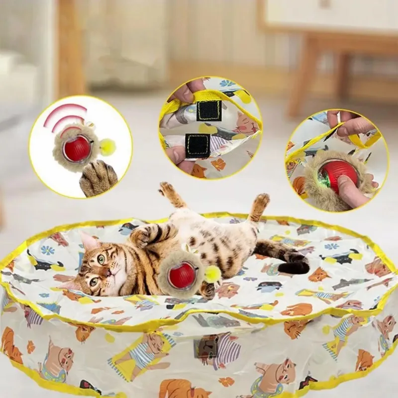 

Cat Supplies Electric Cat Toy Fast Rolling Ball in Play Mat Smart Kitten Toy Rechargeable Cat Accessories Toys for Cats