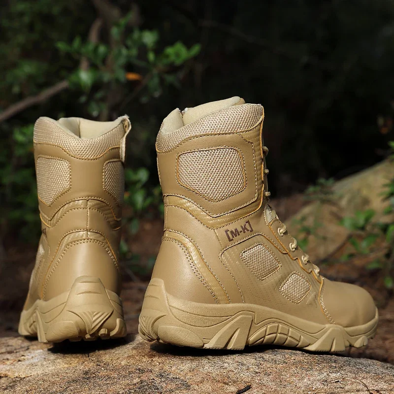 New large size men hiking boots sports comfortable platform light shoes high top anti-collision steel head jungle combat boots