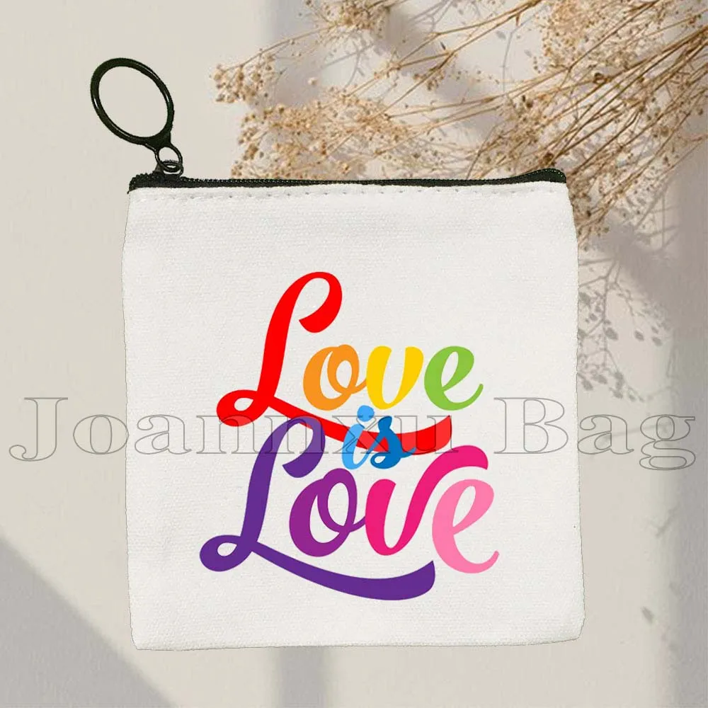 EQUALITY Arco-íris coração orgulho gay lgbtqia presentes bonitos bolsa de moedas de lona bolsa pequena praça chave sacos de cartão de armazenamento carteira bolsa com zíper