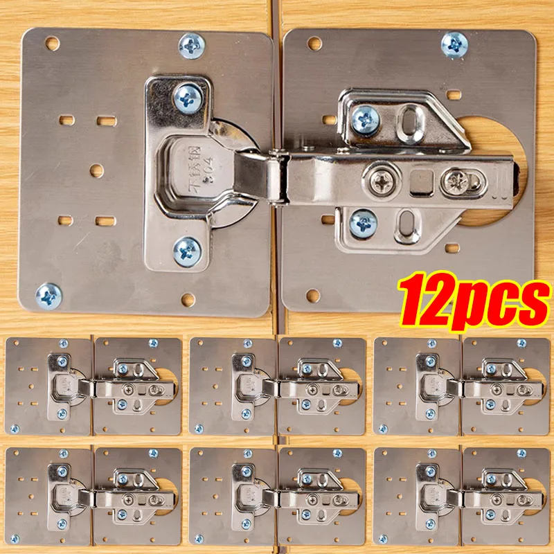 Schrankscharnier-Reparaturplatten-Set, Edelstahl, Küchenschrank, Türscharnier, Montage, Befestigungsplatte mit Loch, Hardware-Zubehör