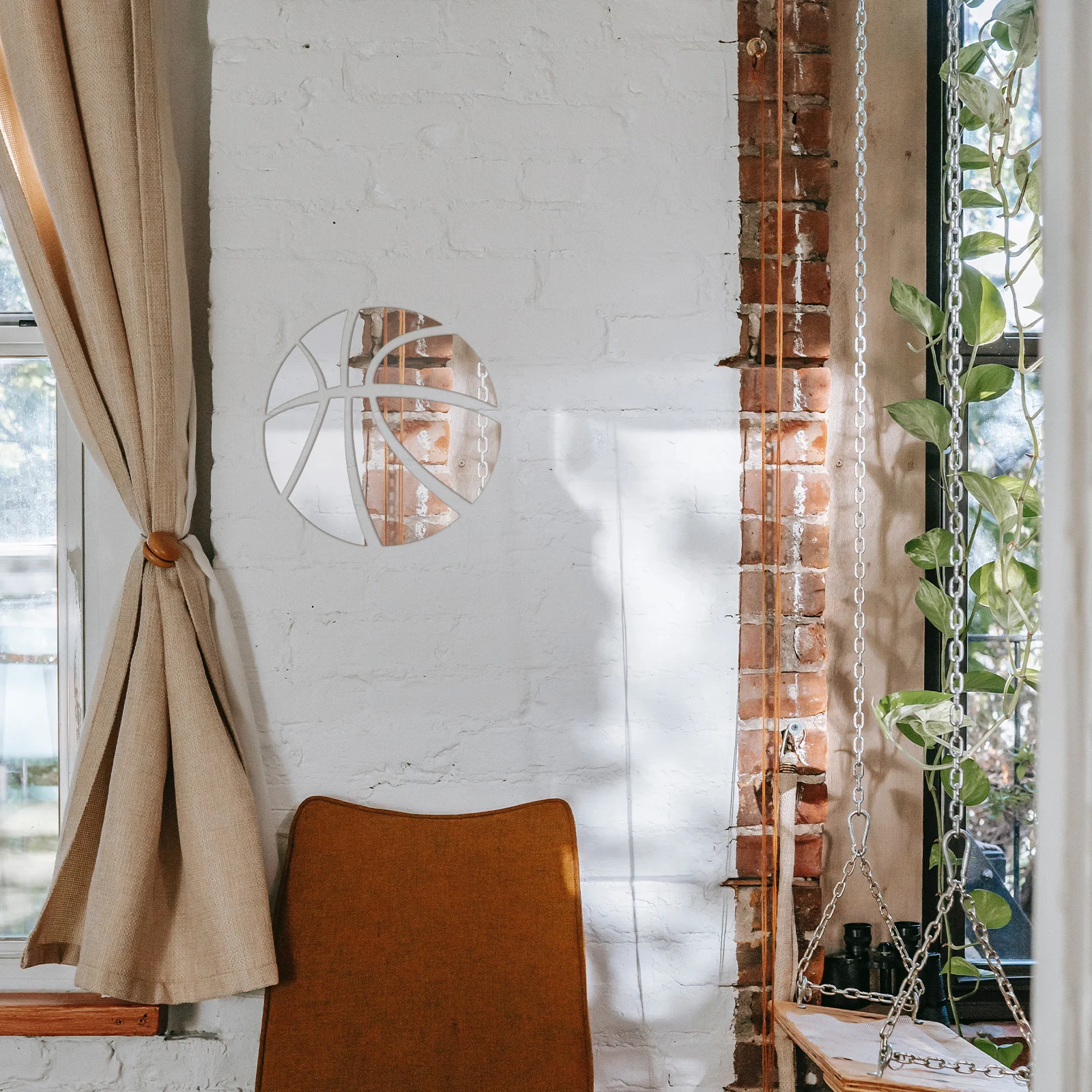 

Basketball Mirror Wall Sticker Acrylic Reflective Decal Self Adhesive Decorative Wall Art for Bedroom Living Room Bathroom Party