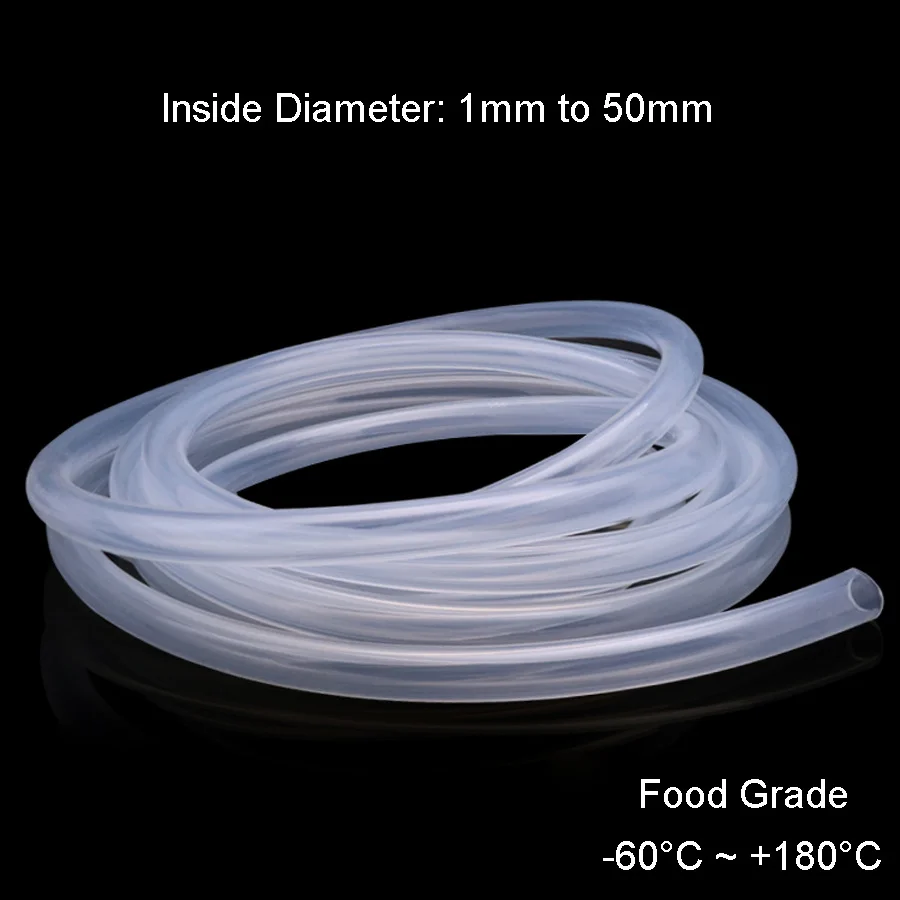 

1 Meter Food Grade Transparent Silicone Flexible Tubing 3mm 4 5 6 7 8 9 10 to 60mm Out Diameter High Temp Resistance Hose