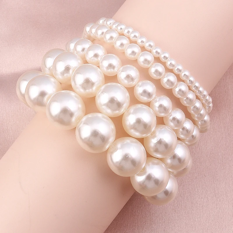 Aihua 4/6/8/10/14mm Koreanische Elegante Perle Perlen Armband für Frauen Trend Imitation perle Armband Hochzeit Schmuck Geschenke – Detail 9