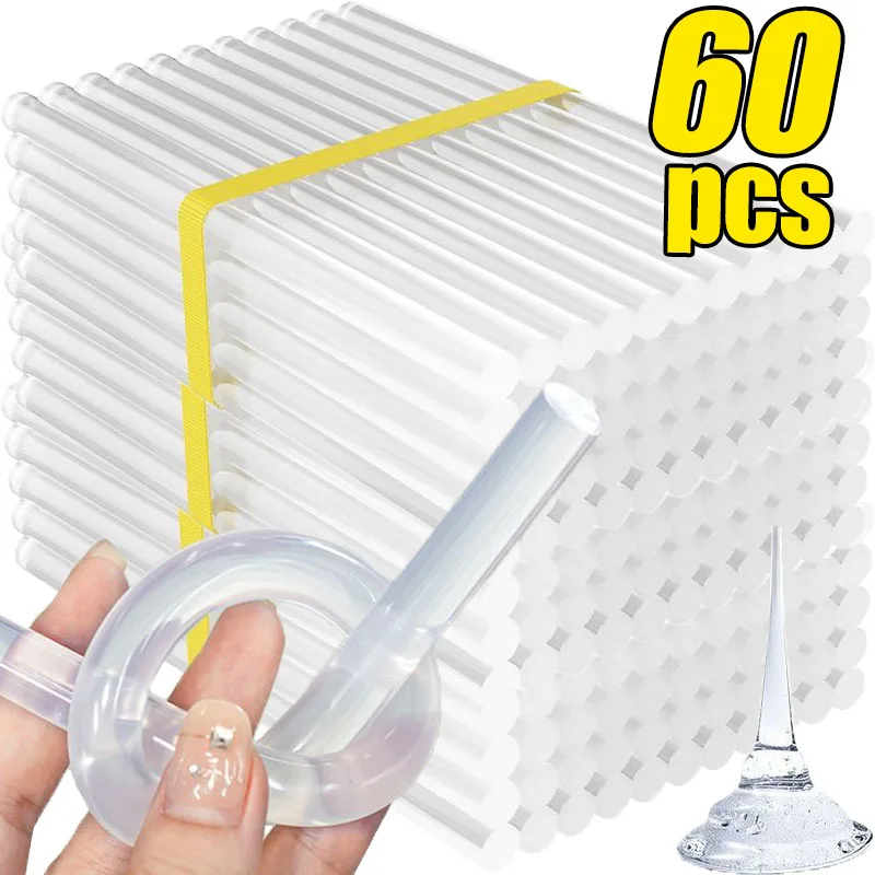 1-60pcs 7mm Transparent Hot Melt Glue Sticks Electric Glue Gun Kits Supplies DIY Home Crafts Foam Leather Wood Repair Tools