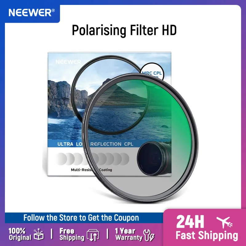 Neewer Polarizing Filter 30 Layer Multi Resistant Nano Coatings Circular Polarising Filter HD Optical Glass Polarizer Filter