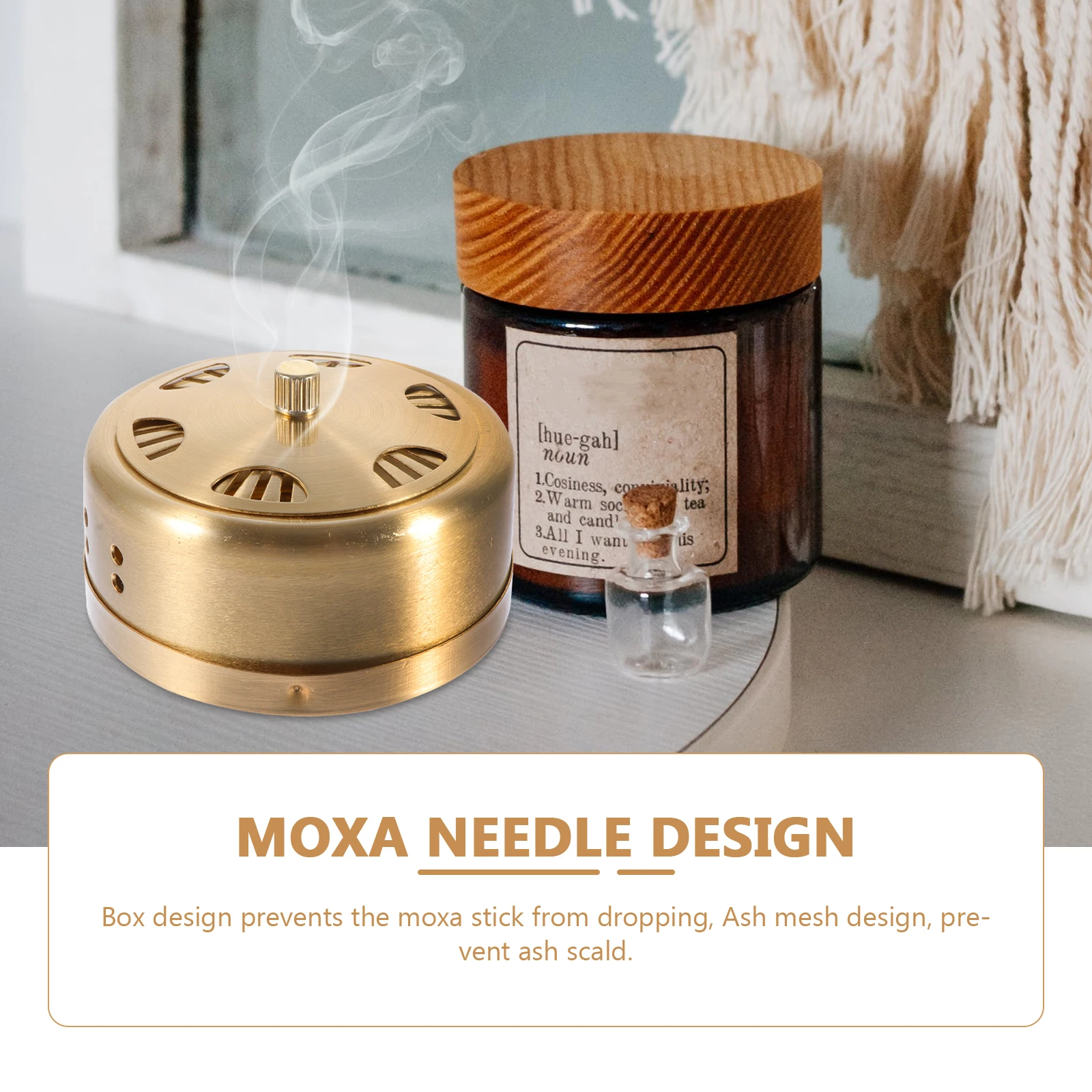 

Moxibustion Device Case Therapy Massager Tool Moxa Stick Container Burner Wool Tank Foot Holder Copper Material Thickened Design