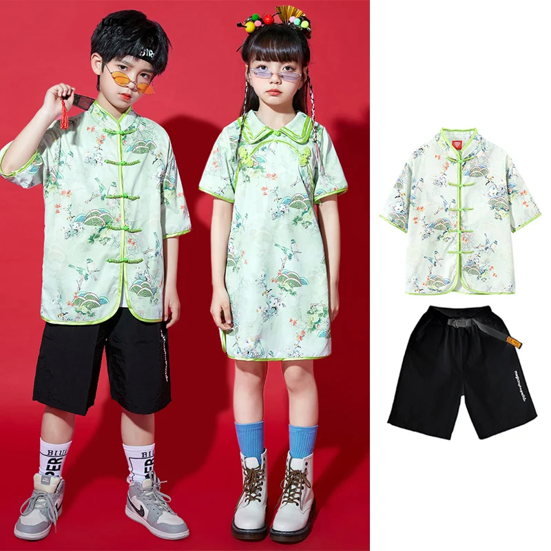 

Concert Performance Costume Chinese Style Jazz Dancing Clothes Children Hip Hop Dancewear Fashion Runway Show Clothes YS4825