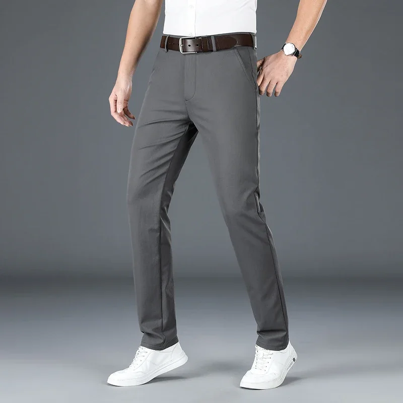 Spring New Men\'s Business Casual Pants Fashion Large Size Office Work Solid Color Male Brand Black Burgundy Khaki Trousers 38 40