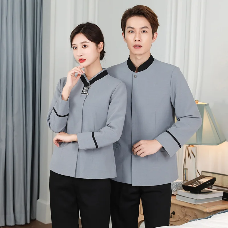 

Cleaning Service Long Sleeve Autumn Winter Hotel Guest Room Cleaner Work Uniform Top Property Auntie Workwear Uniform