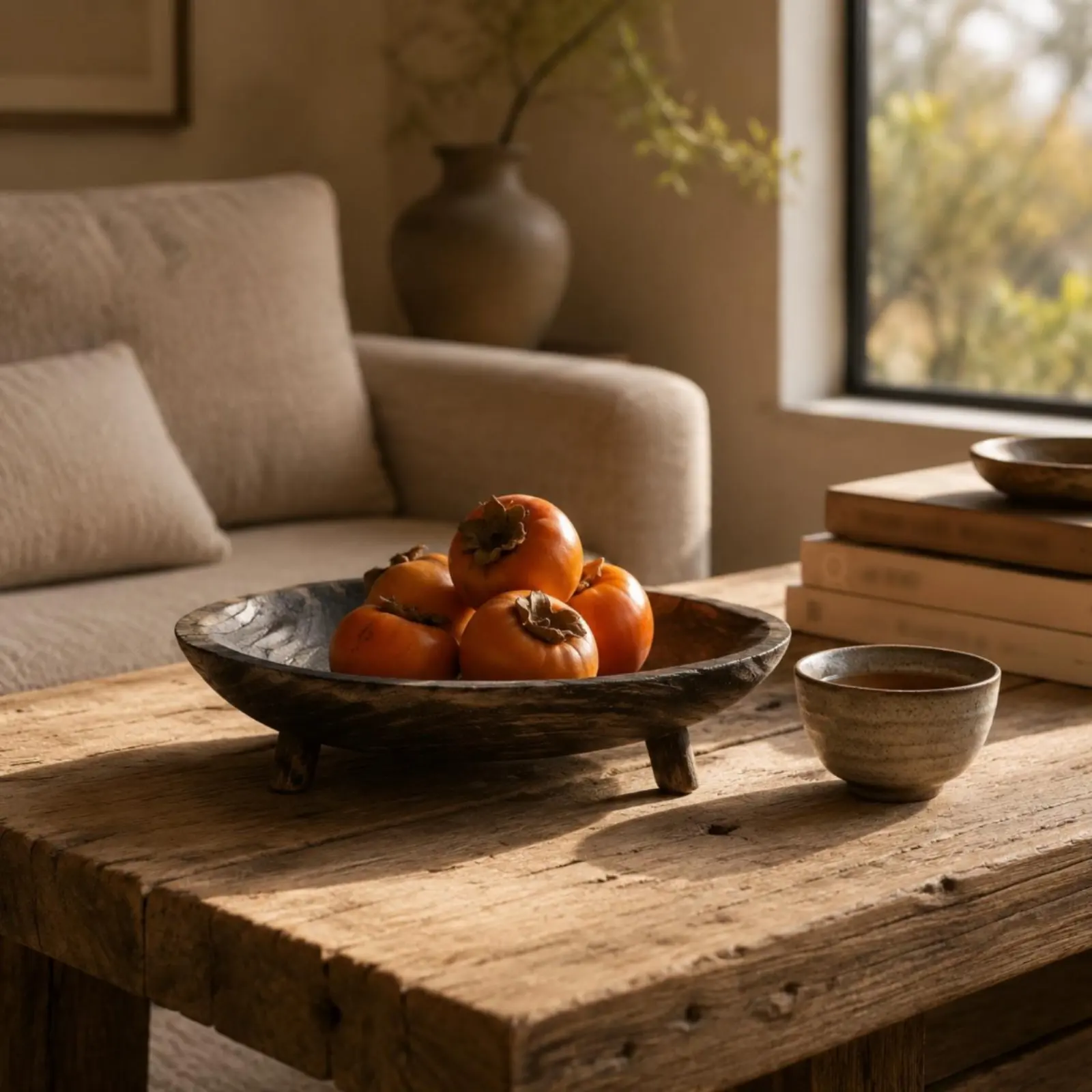 Oval Wood Tray Raised Legs Wood Fruit Tray Tabletop Item Hand-Carved