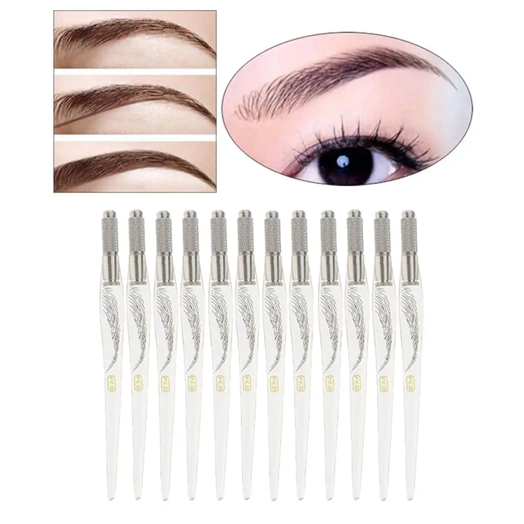 

12x Professional Microblading Pen Lightweight Eyebrow Manual Pen