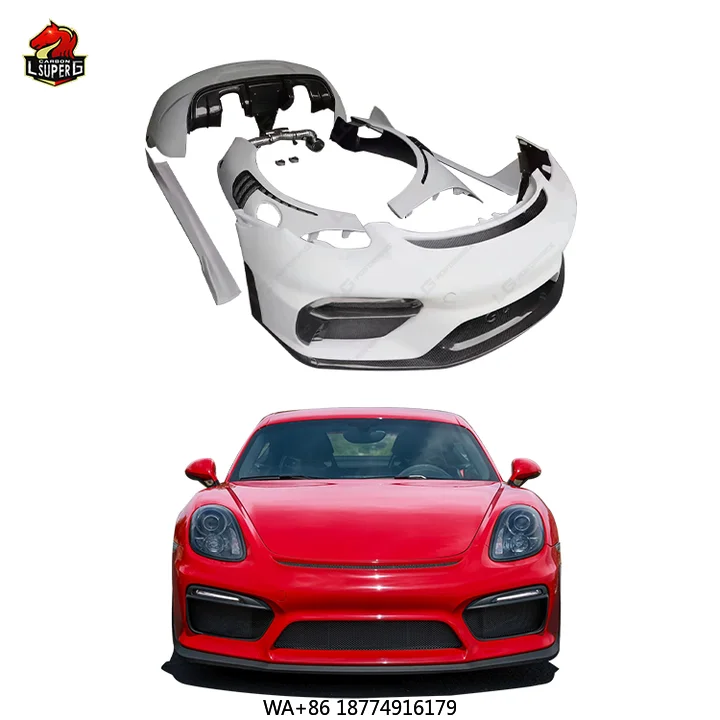 

For 981 to GT4 Style Carbon Fiber BodyKit Front Rear Bumper Side Skirt Fender Exhaust Tips Spoiler Rear Diffuser