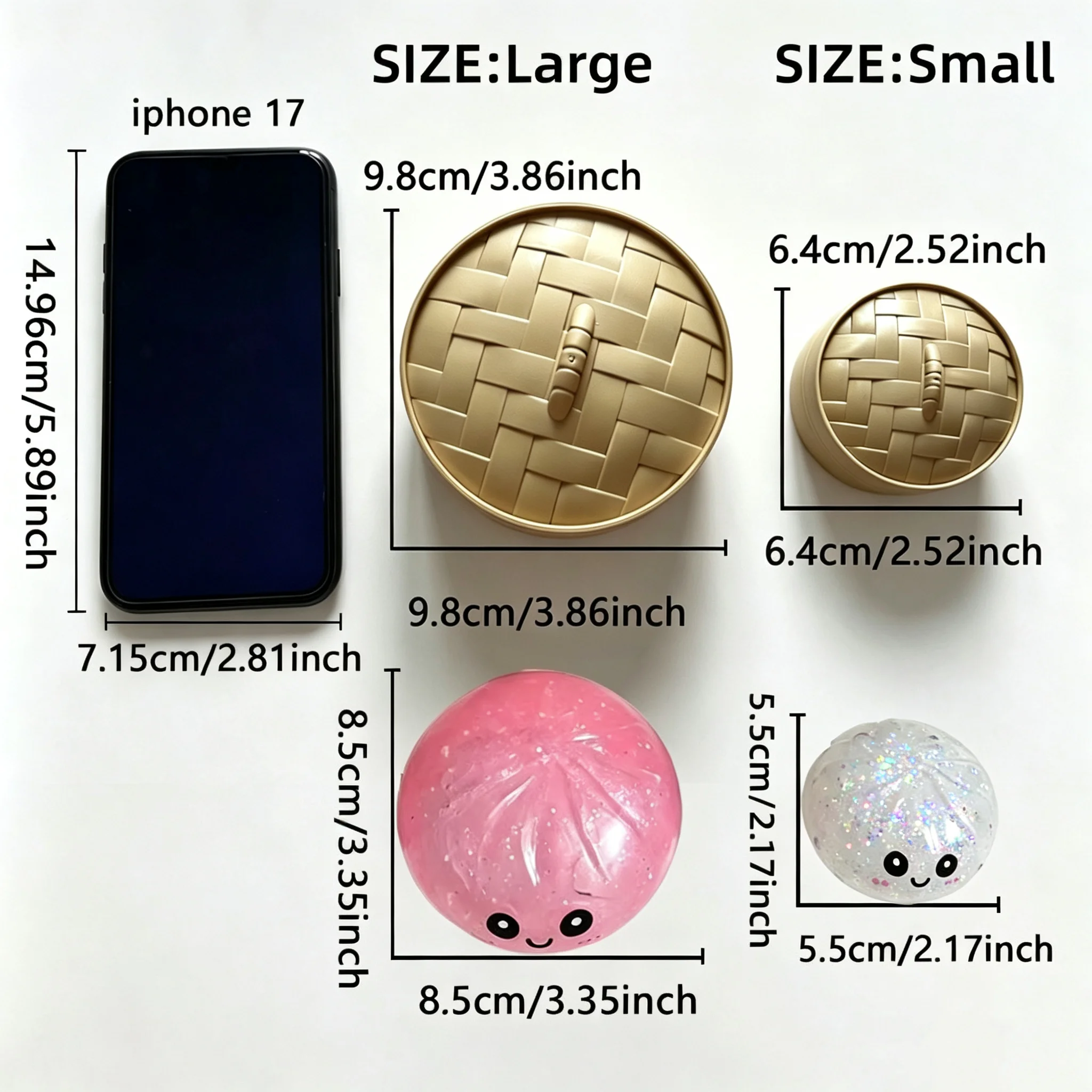 1PC Colorful Simulation Dumpling Squishy Stress Balls Squeeze Squishies Rebound Bun with Steamer，Birthday Gifts，Office