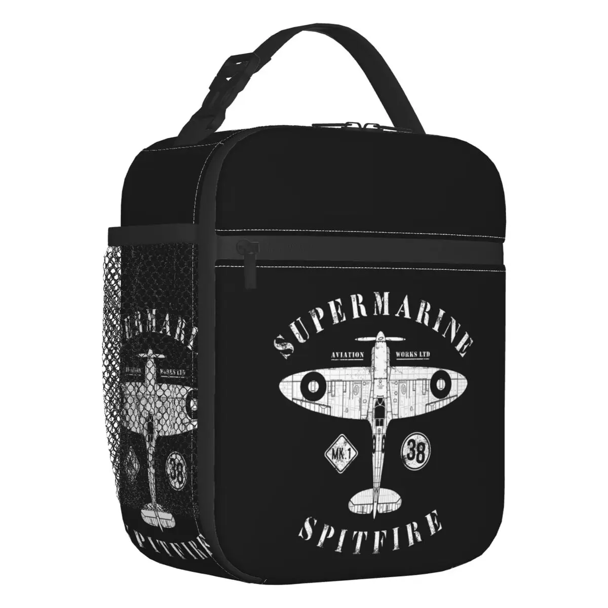 Supermarine Spitfire Thermal Insulated Lunch Bags Women Fighter Plane WW2 War Pilot Aircraft Airplane Resuable Lunch Tote