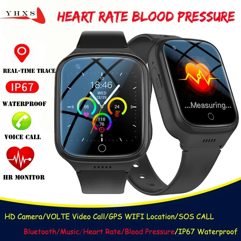 Smart 4G Video Call Watch Elderly Old Parents Heart Rate Blood Pressure Monitor GPS Trace Locate Camera Android Phone Smartwatch