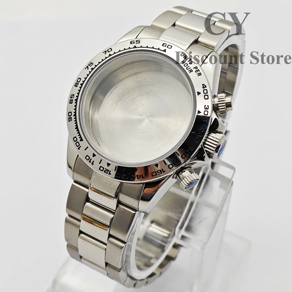 RICHUS VK63 Watch Case 39mm Silver/Rose Gold/Gold  Stainless Steel Watch Case Fit VK63 Quartz Movement Watch Accessories