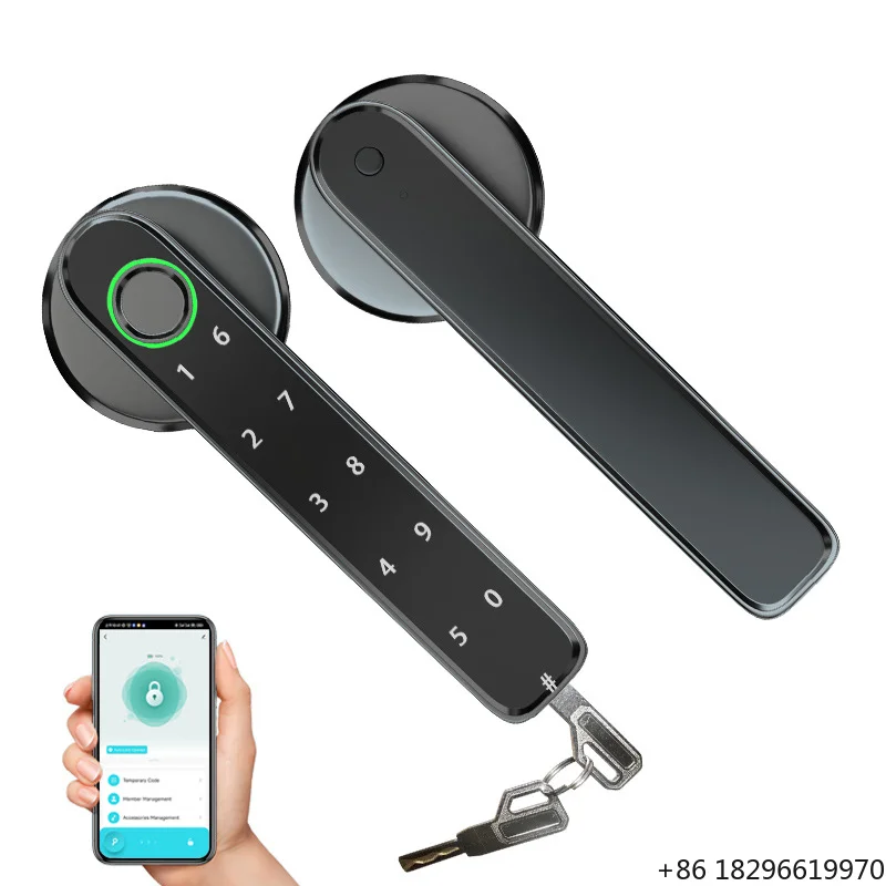 Indoor Bedroom Hotel Apartment Biometric Digital Lock Fingerprint Passwords Intelligent TTLock  BLE Smart Metal Handle Lock