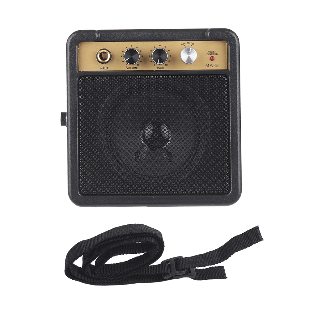 Mini Guitar Amplifier Amp Speaker 5W with 6.35mm Input 1/4 Inch Headphone Output Supports Volume Tone Adjustment Overdrive