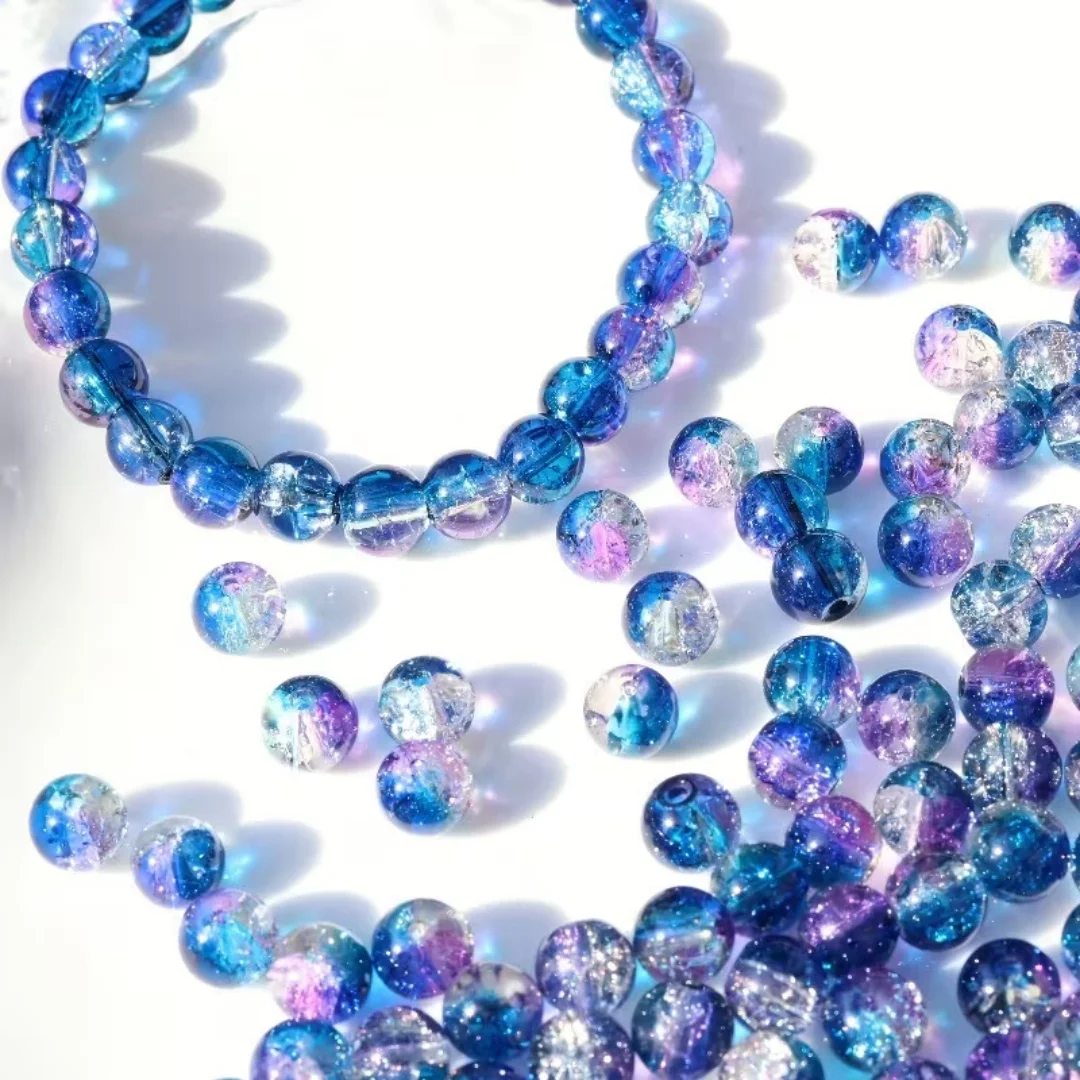 8mm White Blue Purple, Cracked Beads, Acrylic Bead Decoration, DIY Loose Beads, Accessories, Decorations, Clothing, Holiday Gift image 2