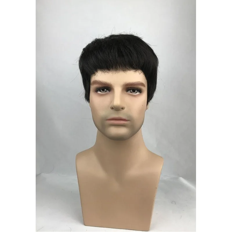 

Short 's Curly Hair Full Wig Men's Black Wigs