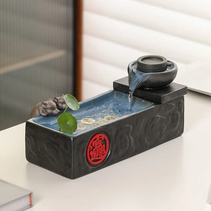 Circulating flow ornament, creative wealth making living room coffee table office table