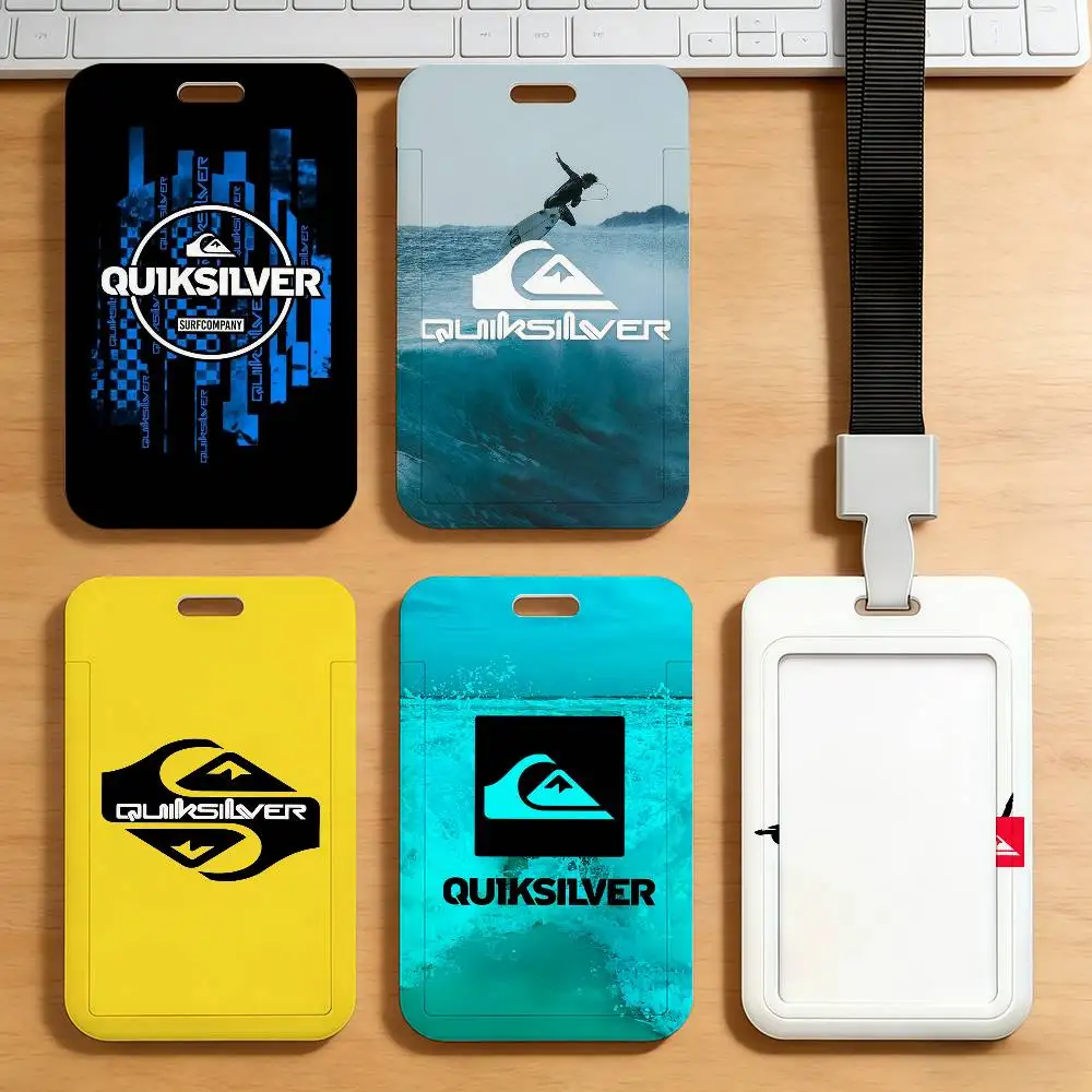 Porta-cartões com Logotipo da Marca de Moda Q-Quiksilver-S para Cartões de Refeição de Estudantes no Campus e Cartões de Transporte Público/Metrô