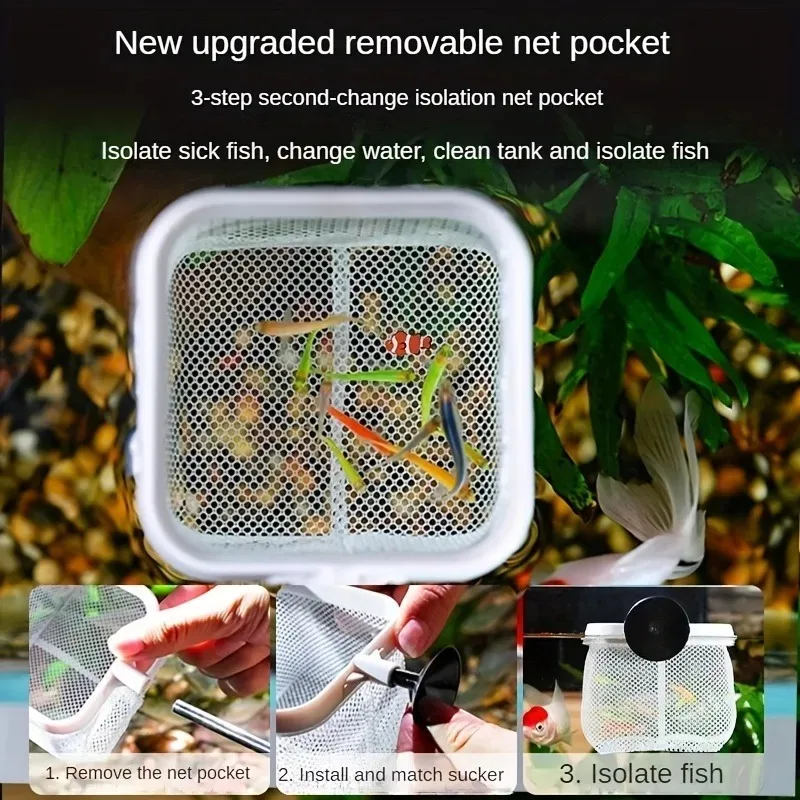 Aquarium Square Fishing Net With Suction Cup Extendable Long Handle Fishing Gear For Catching Fish Shrimp Tank Clean Supplies 3
