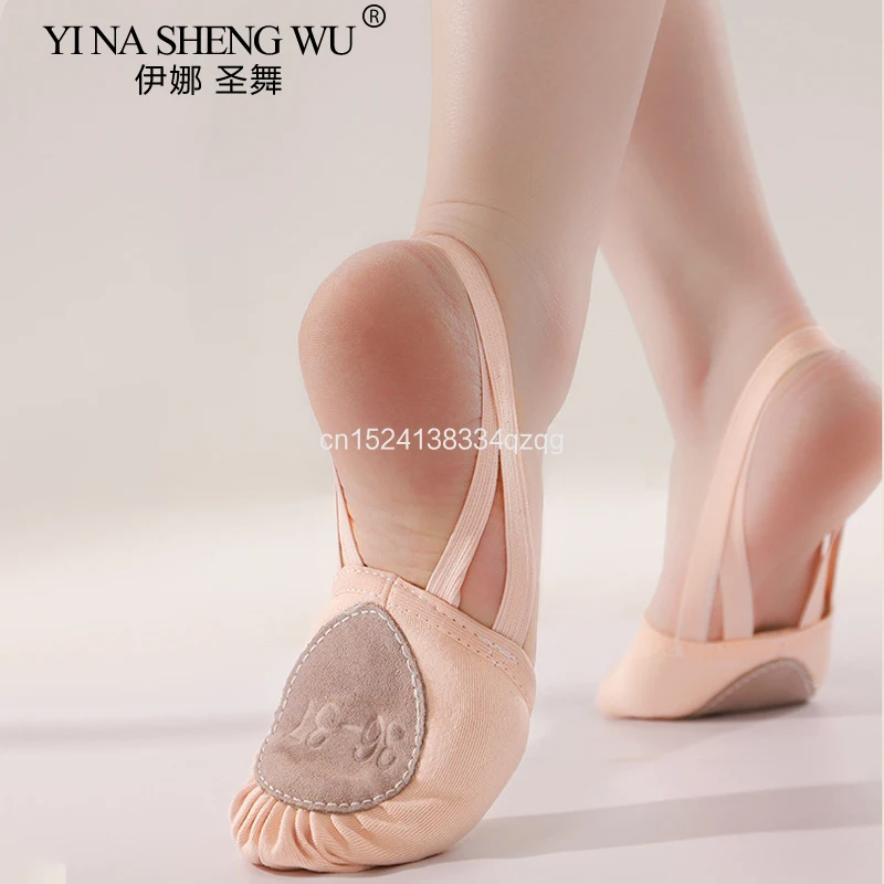 Sapatos de ginástica rítmica elástica meia sapatos de balé chinelos planos sapato de dança microfibra meninas crianças mulheres sapatos de barriga