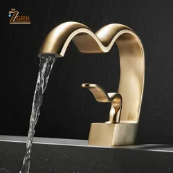 Brass Bathroom Waterfall Faucet Hot Cold Basin Sink Tap Creative Heart-shaped Bath Vanity Mixer Faucets torneira pia banheiro