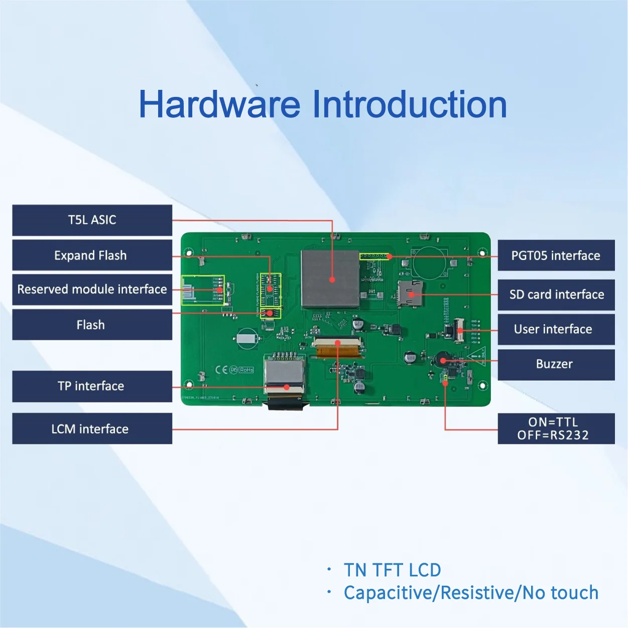 DWIN 7 inç 800*480 HMI akıllı TN TFT LCD ekran modülü UART ticari sınıf DMG80480C070_03W