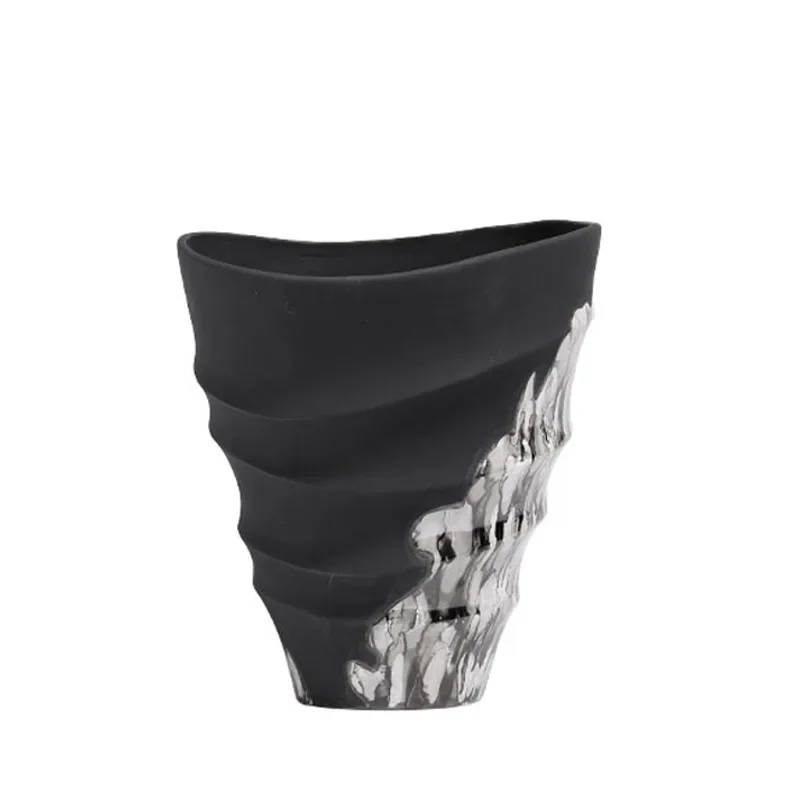 Modern new Chinese large-caliber vase spiral art flower arrangement model  coffee table ornaments