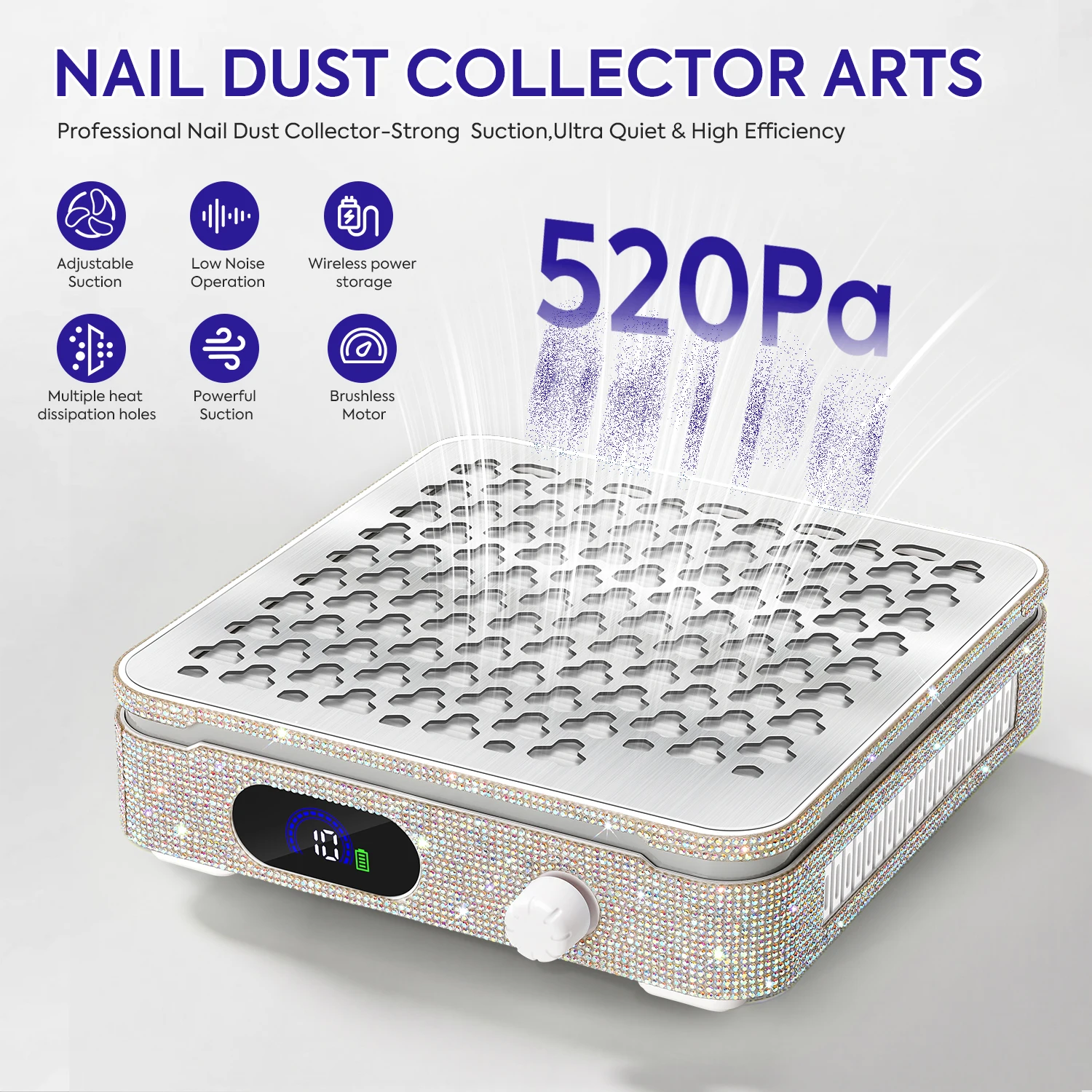 عرض الطاقة مانيكير مجمع غبار الأظافر مع حزام مغناطيسي قابل للفصل جامع الأظافر لصالون مانيكير المنزل