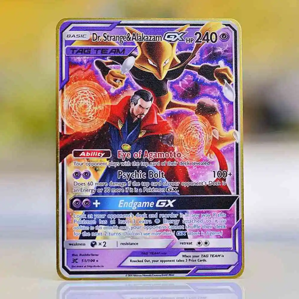 Marvel Avengers Gold Tcg Pokemon Cards Metal Pokémon Letters Umbreon Vmax Charizard Vstar Anime Card Board Games Kids Toys Gifts