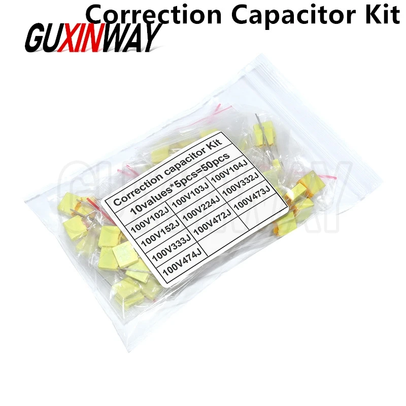 50pcs Correction Capacitor Kit 10values Each 5pcs 100V 102J 152J 332J 472J 103J 333J 473J 104J 224J 474J