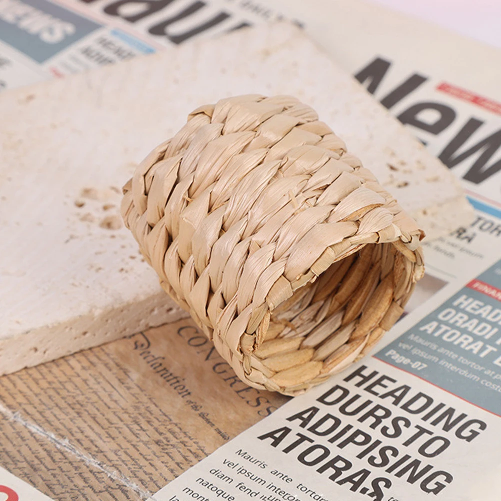 

6 Pcs Straw Woven Napkin Rings Meal naments Decorative Buckles for Home Restaurant Party Table Christmas Holiday Gifts