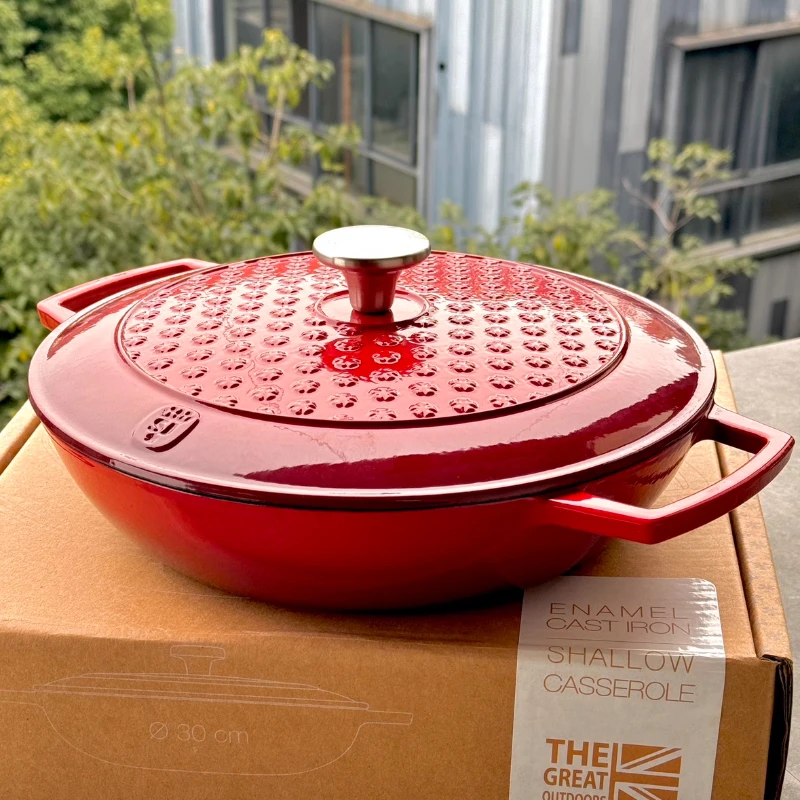 

30cm Enameled Cast Iron Dutch Oven Large Kitchen Cookware for Stewing Seafood Boil & Oven Cooking Heavy-Duty Soup Pot