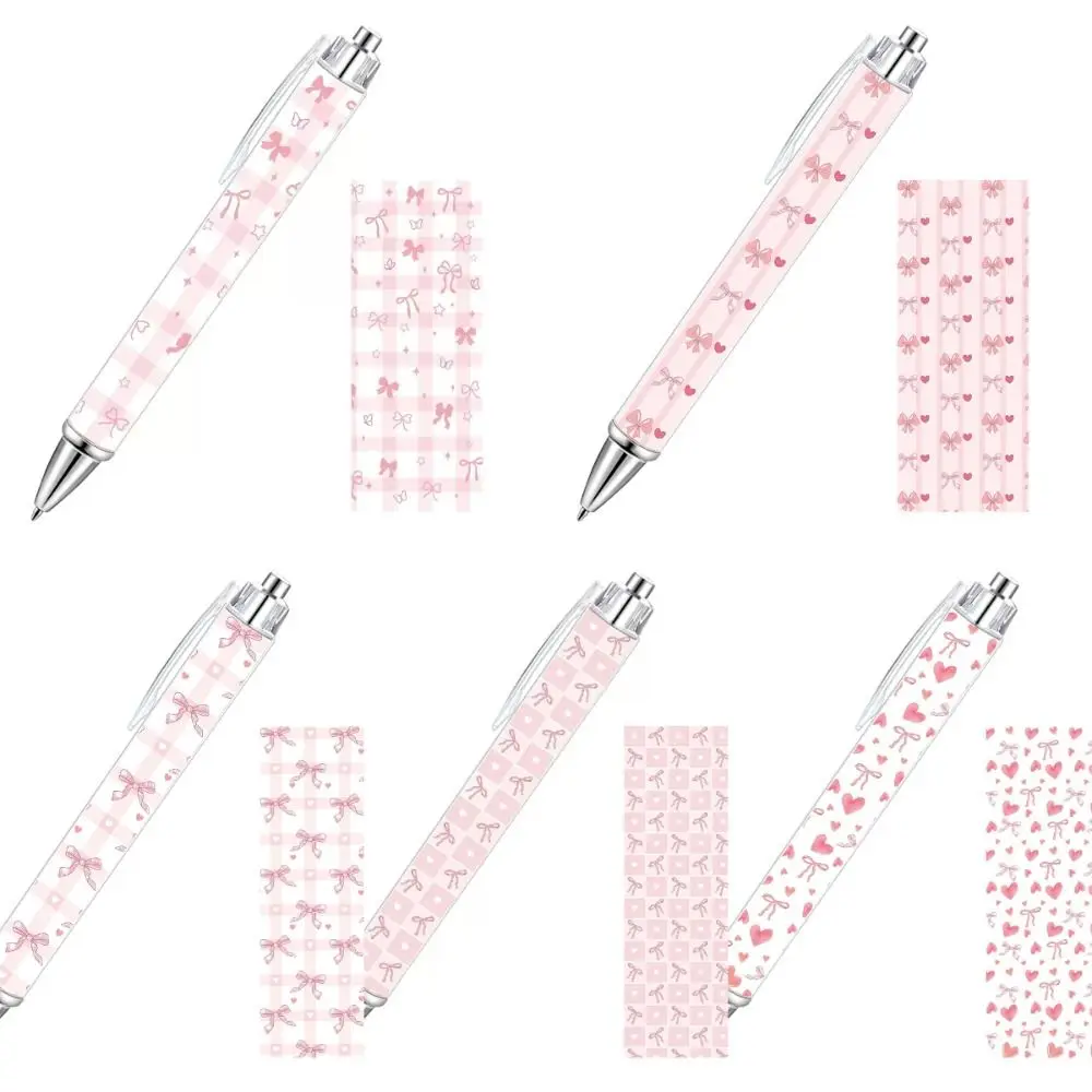 Bow Love Plastic Pen Ballpoint Pen Inner Rod Roll Paper Push-Action Ballpoint Pen Paper Insertion Cute Heart Pen Wedding Gifts