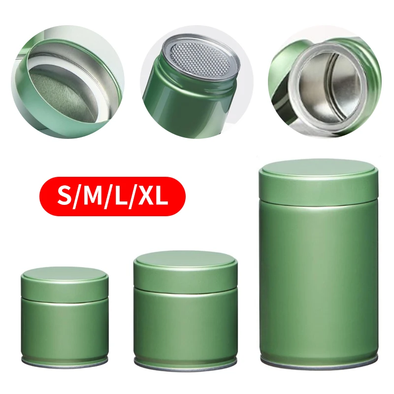 Airtight Tinplate Tea Canister Loose Dry Tea Leaves Storage Container For Tea Bags Matcha Powder Sealed Pantry Organizer Box